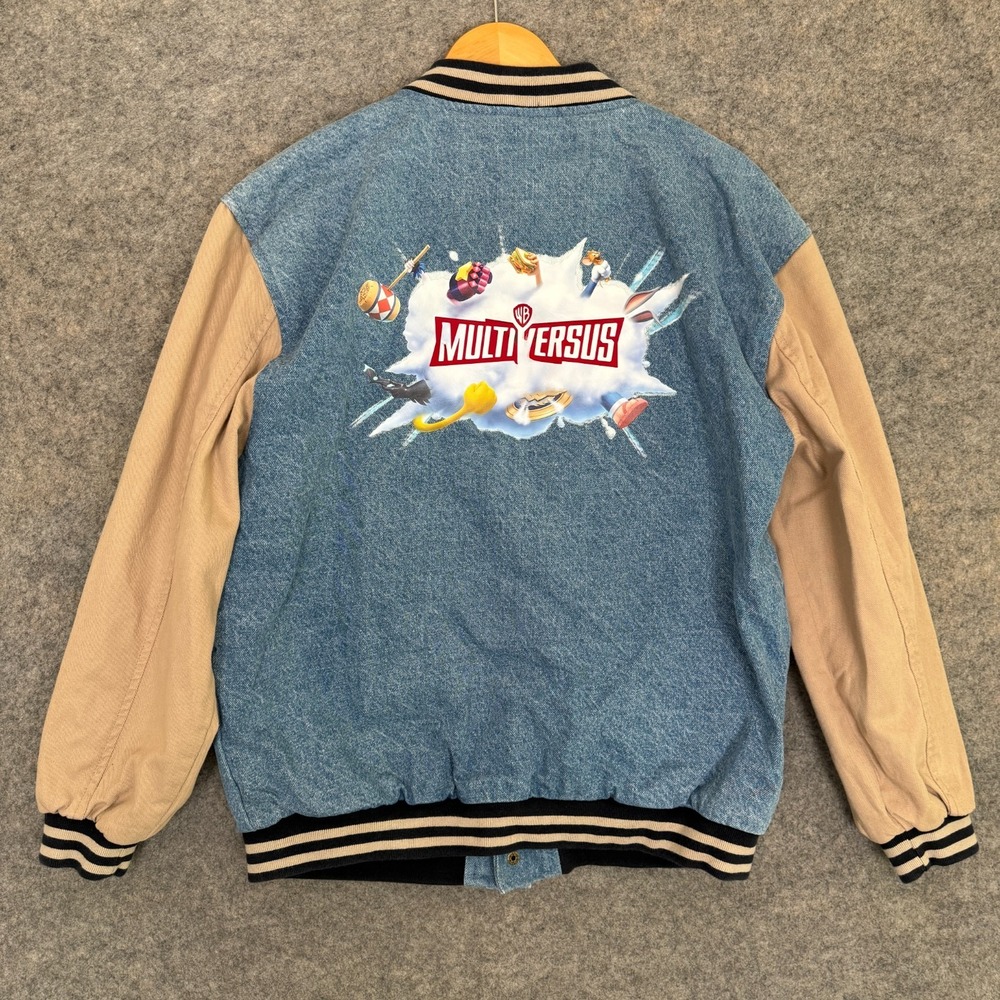 WB Multiversus‎ Denim Varsity Jacket Men Large Game Official Merch Gaming RARE - Picture 8 of 14